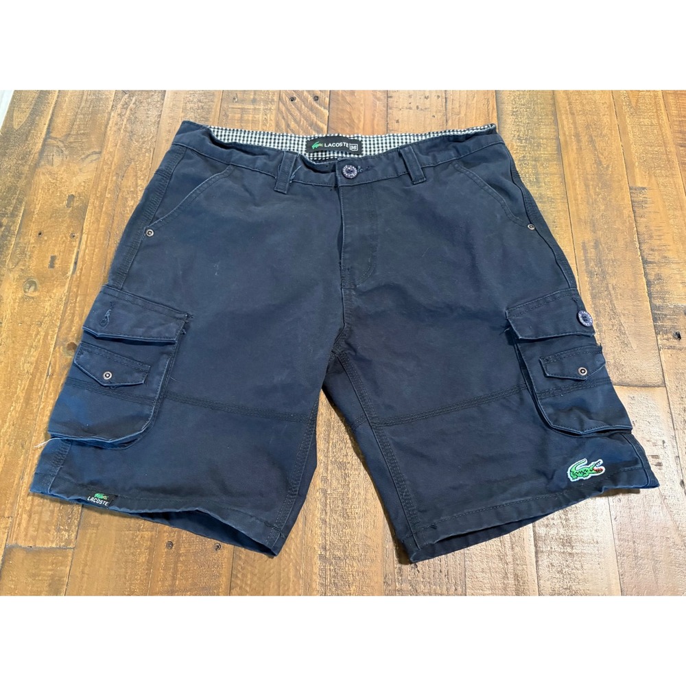 Lacoste Mens Navy Blue Cotton Cargo Shorts Size 36 Vintage Utility Pockets - Picture 7 of 16